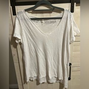 Magnolia Pearl Simple V Neck White Cotton Jersey Tee